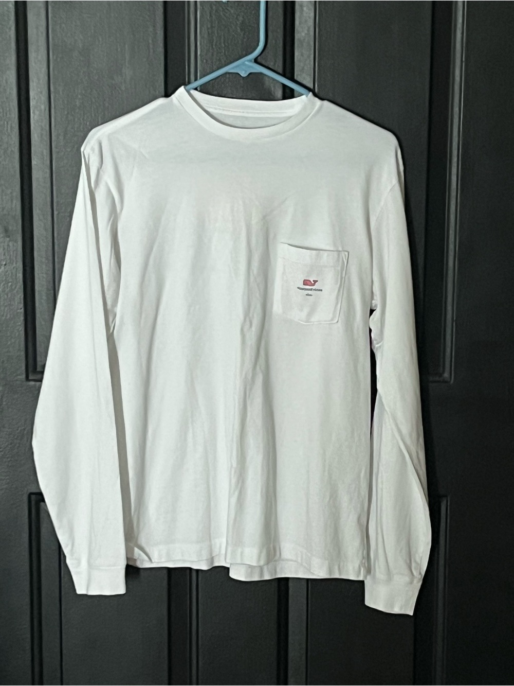 Vineyard Vines White Long-Sleeve Pocket Tee with Small Logo